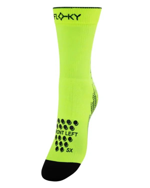 FLOKY Padel Biomechanical Socks S-Mash Yellow Fluorescent